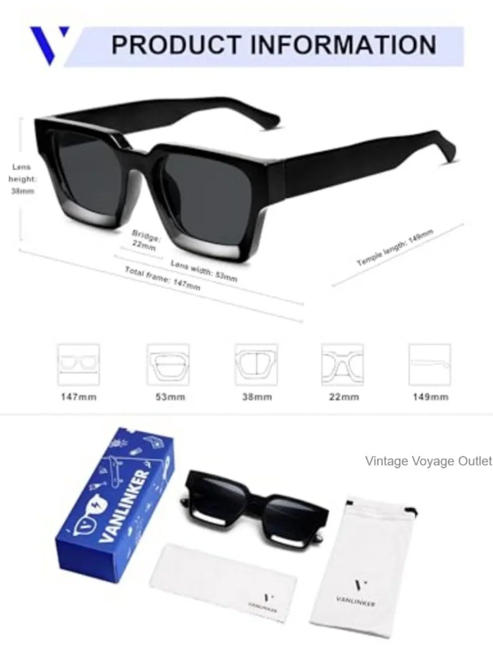Chunky Retro Square Sunglasses UV400 Protection Unisex Driving Hiking